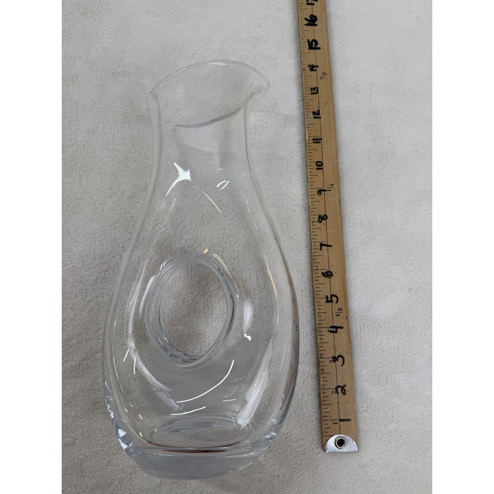 Studio Art Glass Teardrop Vase Clear Hand Blown Modern Sculptural Round Window‎